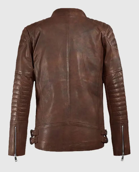 Men's Spanish Brown Shotgun Moto Leather Jacket