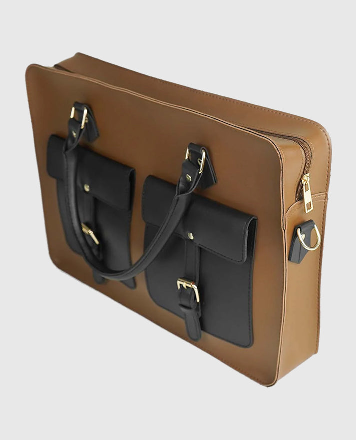Buckle Laptop bag Brown & Black