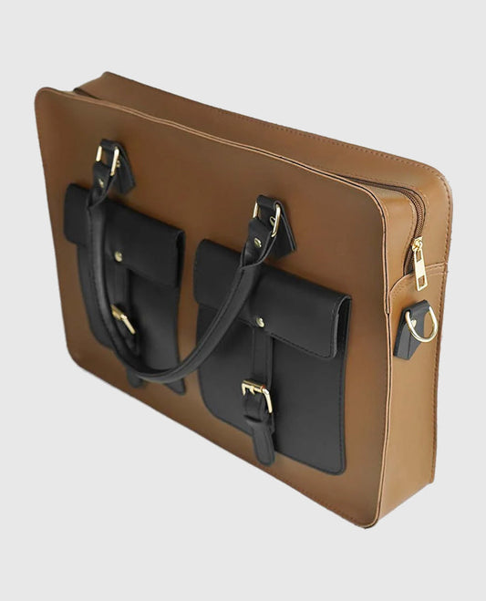 Buckle Laptop bag Brown & Black