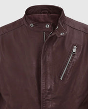 Men's Burgundy Motorad Biker Leather Jacket
