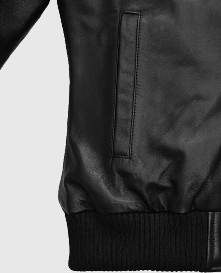 Women's Black Symphony Detachable Hood Leather Jacket