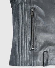 Women's Silver Biker Leather Jacket