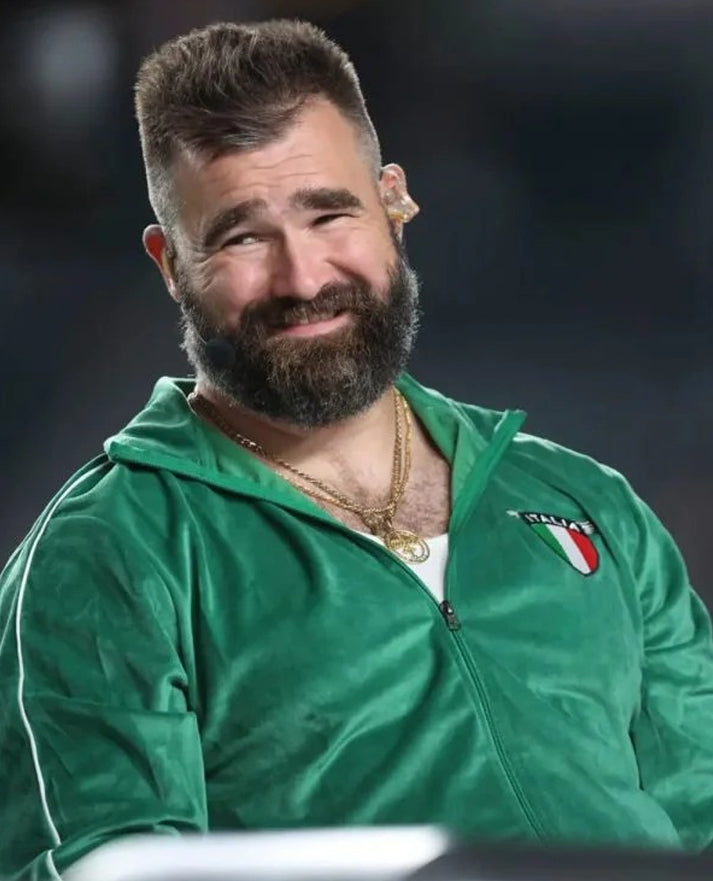 Jason Kelce Italia Green velour tracksuit
