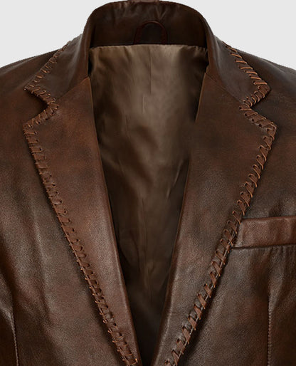 Men's Brown Spanish Medieval Leather Blazer
