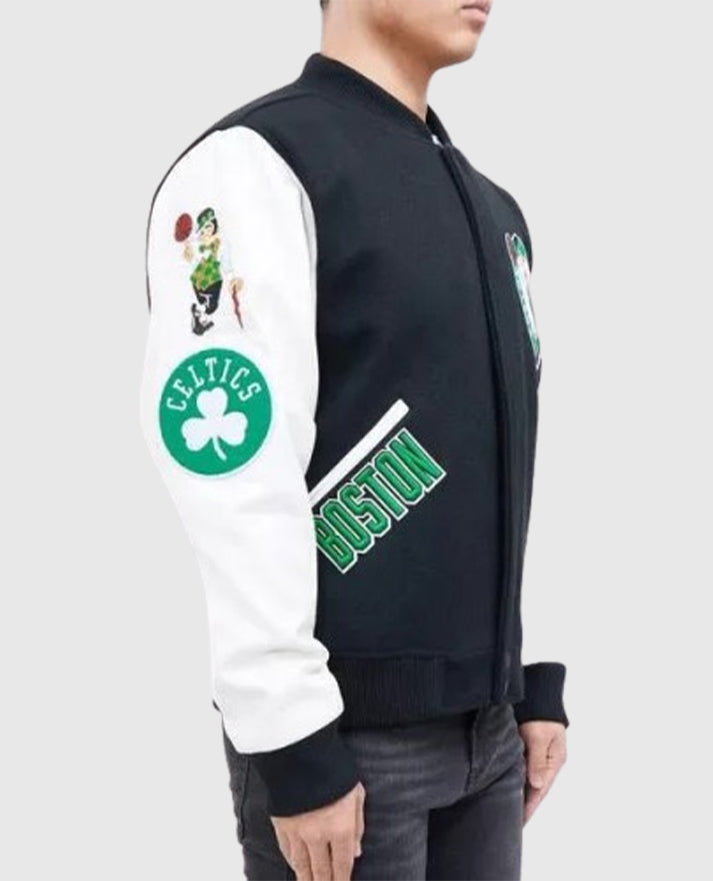 Boston Celtics Black and White Varsity Jacket