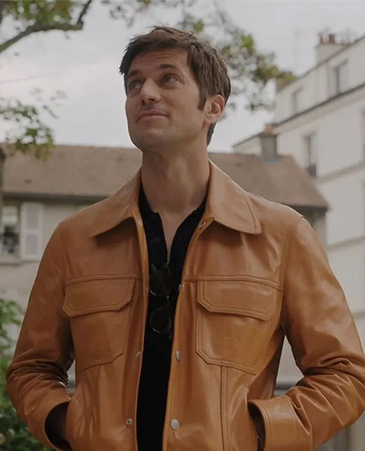 Lucas Bravo Emily In Paris Gabriel Leather Jacket