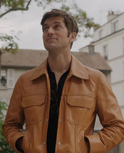 Lucas Bravo Emily In Paris Gabriel Leather Jacket