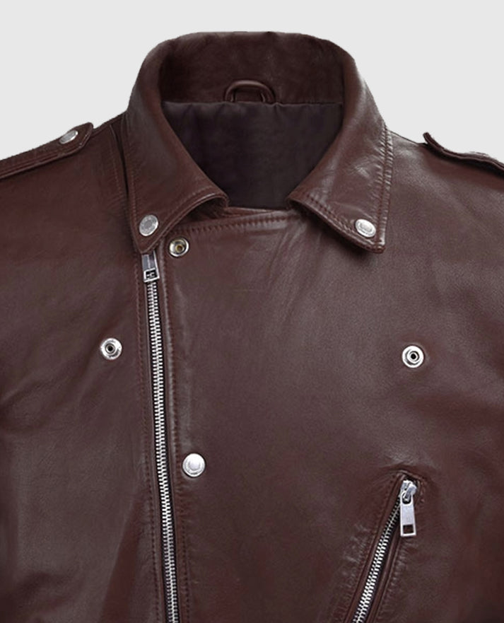 Men's Burgundy Beast Biker Leather Jacket