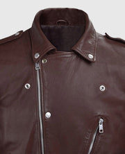 Men's Burgundy Beast Biker Leather Jacket