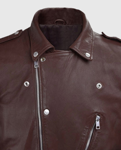 Men's Burgundy Beast Biker Leather Jacket