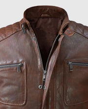 Men's Spanish Brown Firefly Moto Leather Jacket