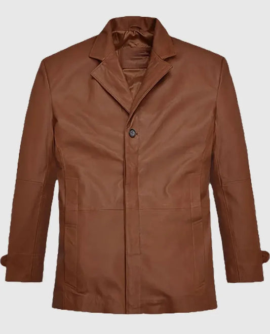 Robert Downey Jr Leather Brown Blazer