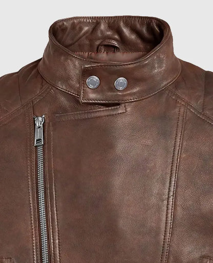 Men's Spanish Brown Shotgun Moto Leather Jacket