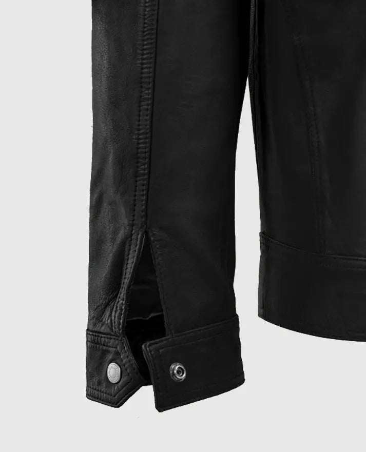 Thunder Storm Black Biker Leather Jacket For Men