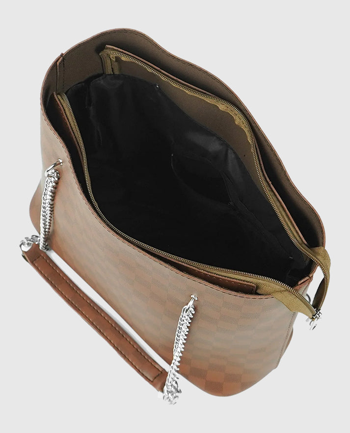 Verona Tote Bag Brown (checkered)