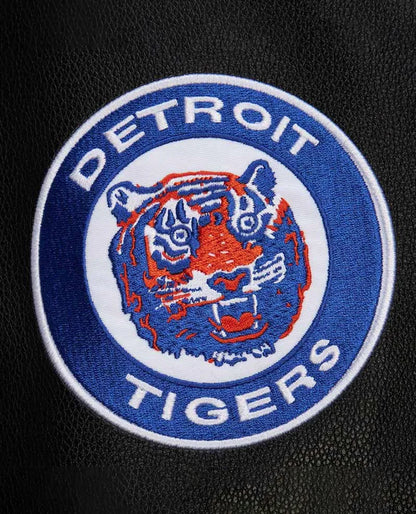 Detroit Tigers Black Out Vintage Logo Varsity Jacket