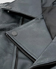 Women's Silver Biker Leather Jacket
