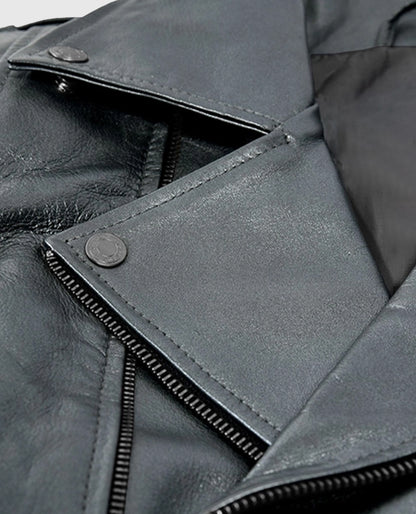 Women's Silver Biker Leather Jacket