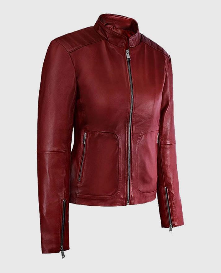 Kaya Scodelario Resident Evil Death Island Red Leather Jacket