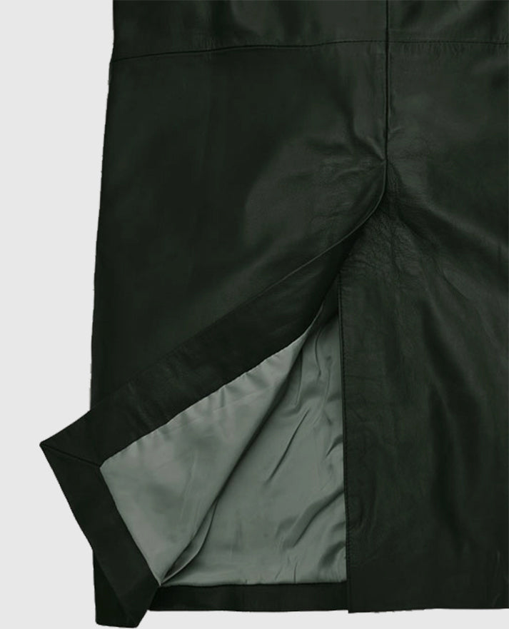 Women's Black Chelsea Leather Long Coat