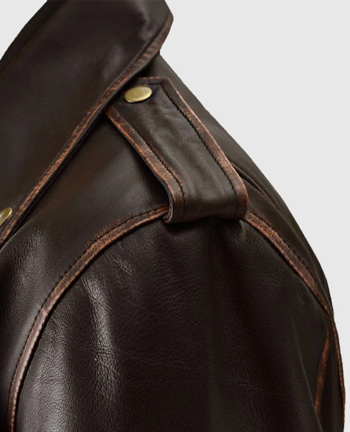Enforcer Dark Brown Biker Leather Jacket For Men