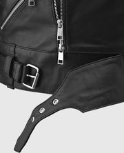Men's Biker Leather Vest with Buckled Strap