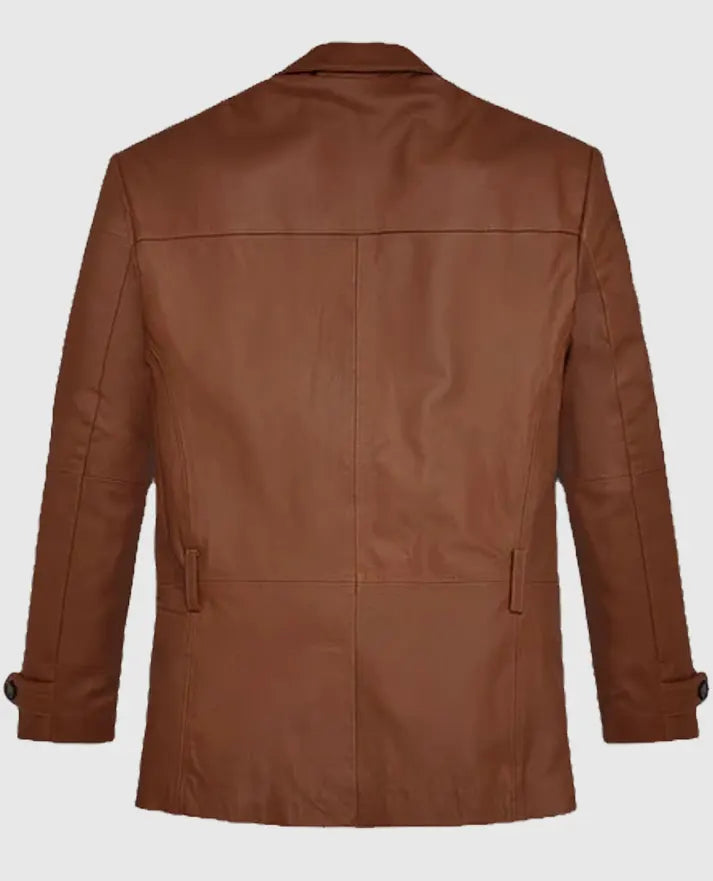 Robert Downey Jr Leather Brown Blazer