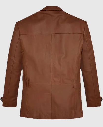 Robert Downey Jr Leather Brown Blazer