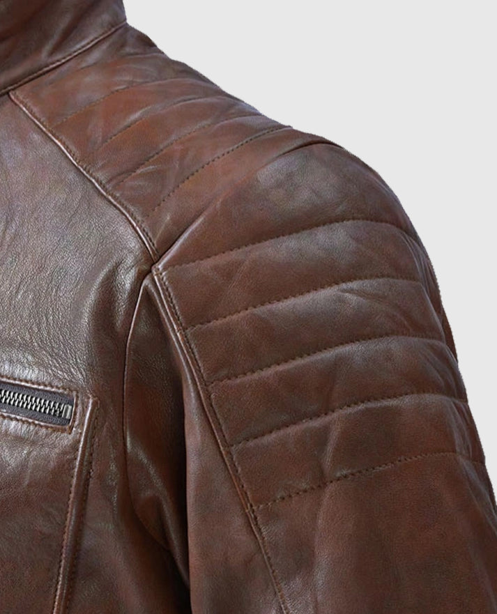 Men's Spanish Brown Firefly Moto Leather Jacket