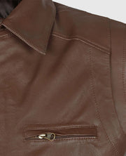 Men's Rich Brown Hunter Bomber Leather Jacket