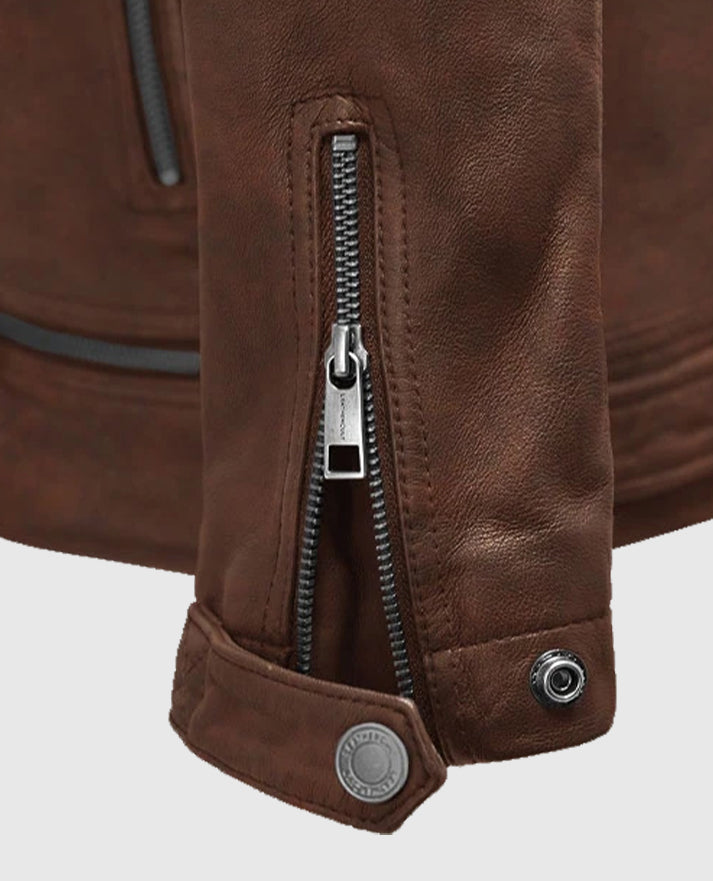 Men's Spanish Brown Ironwood  Biker Jacket