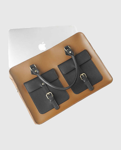 Buckle Laptop bag Brown & Black