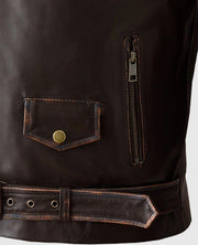 Enforcer Dark Brown Biker Leather Jacket For Men