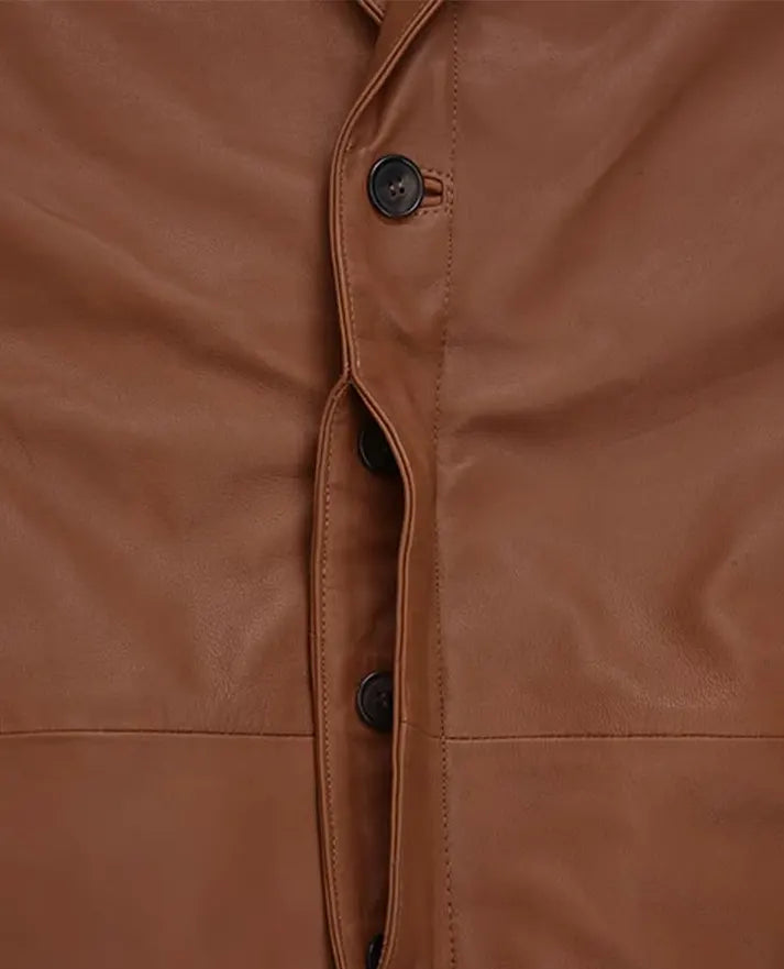 Robert Downey Jr Leather Brown Blazer
