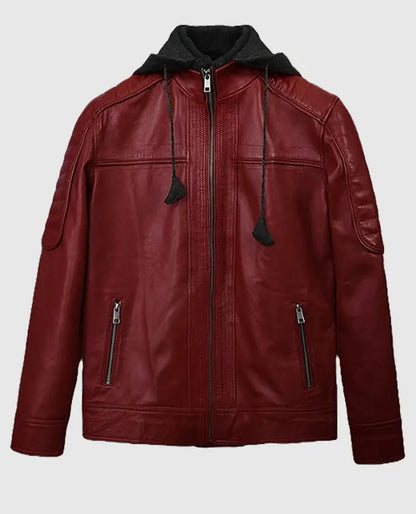 Men's Leather Rodeo Hooded Jacket