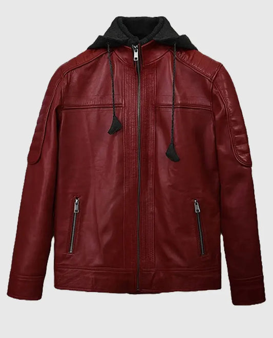 Men's Leather Rodeo Hooded Jacket