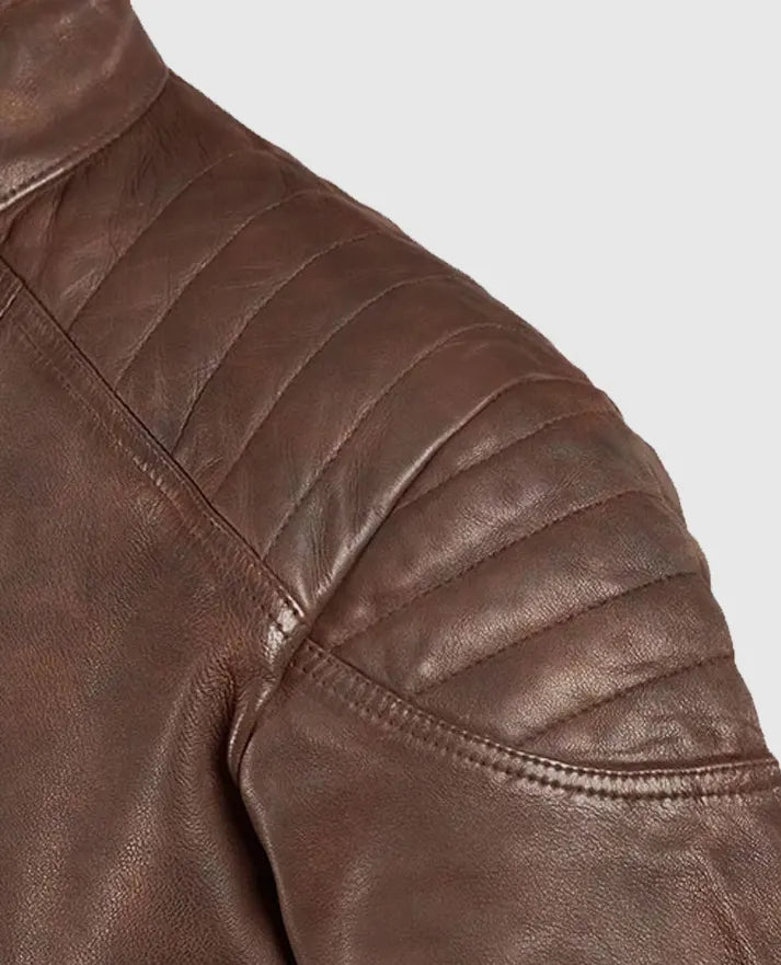 Men's Spanish Brown Shotgun Moto Leather Jacket