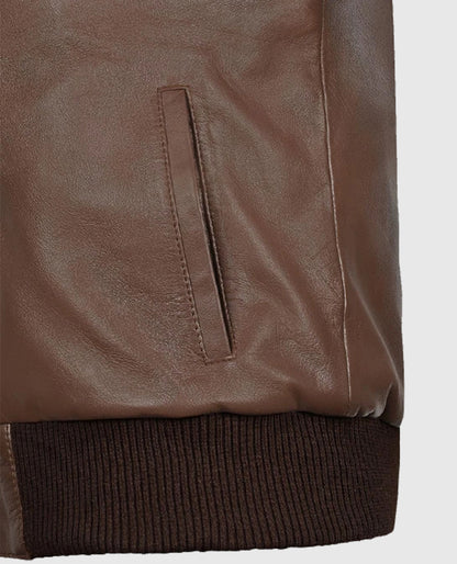 Men's Rich Brown Hunter Bomber Leather Jacket