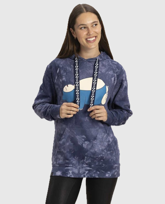 Snorlax Blue Mineral-Wash Pullover Hoodie