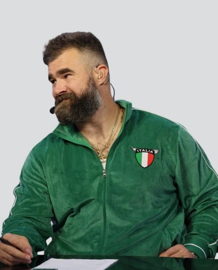 Jason Kelce Italia Green velour tracksuit