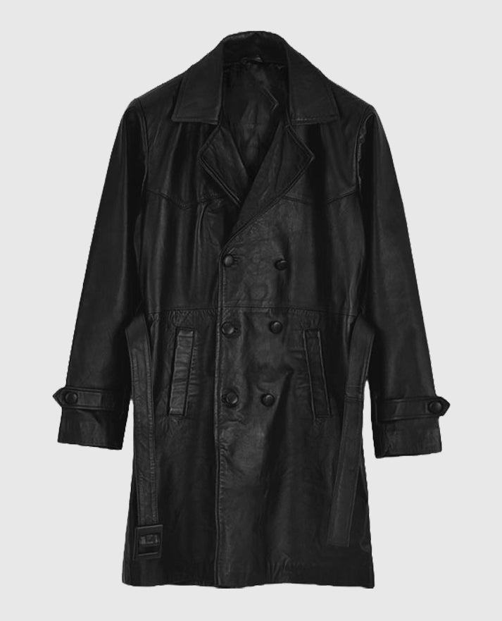 Vintage 1970's Leather Trench Coat For Mens