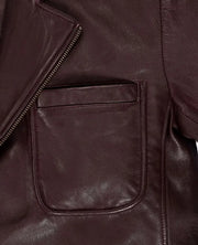 Robert Downey Jr Burgundy Leather Blazer