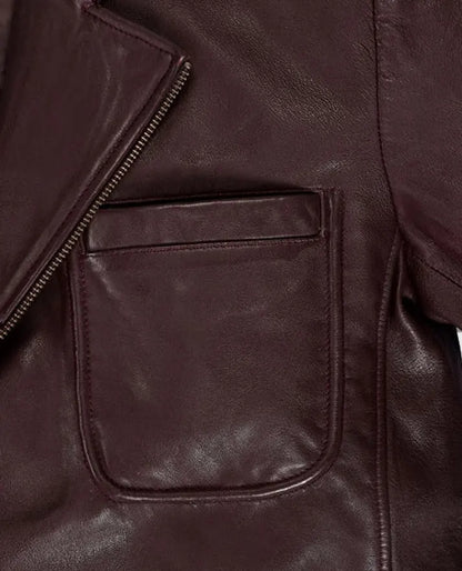 Robert Downey Jr Burgundy Leather Blazer