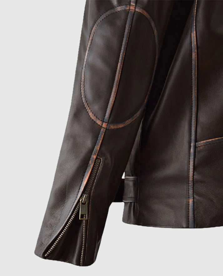 Enforcer Dark Brown Biker Leather Jacket For Men