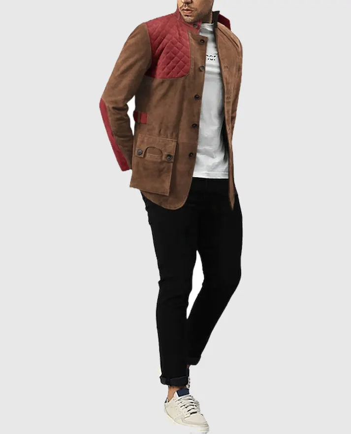 Safari Hickory Suede Leather Blazer For Men