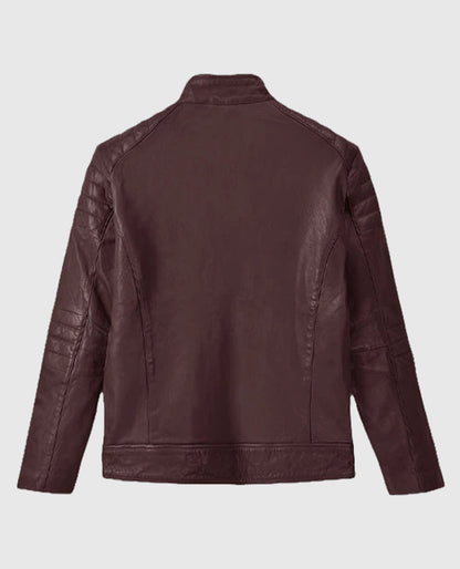 Men's Burgundy Firefly Moto Leather Jacket