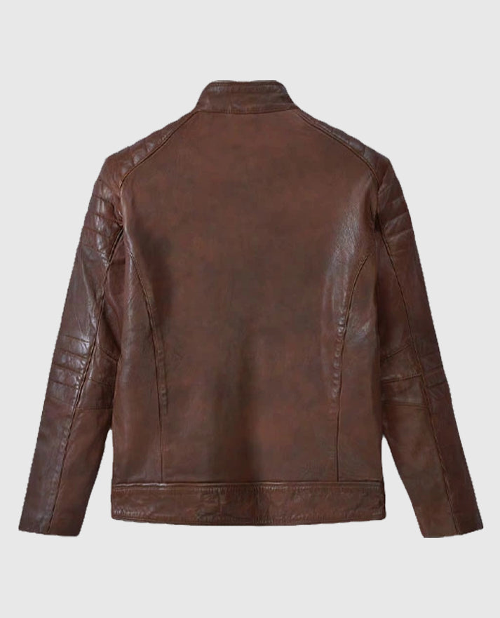 Men's Spanish Brown Firefly Moto Leather Jacket