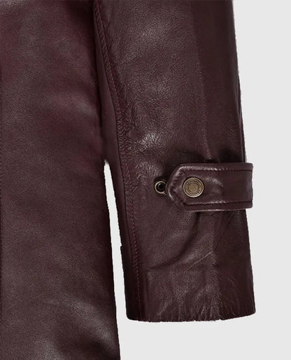 Robert Downey Jr Burgundy Leather Blazer