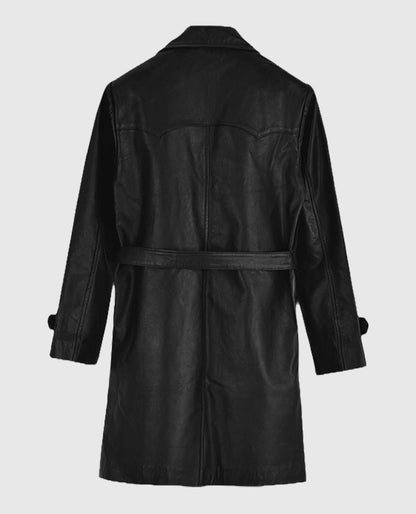 Vintage 1970's Leather Trench Coat For Mens