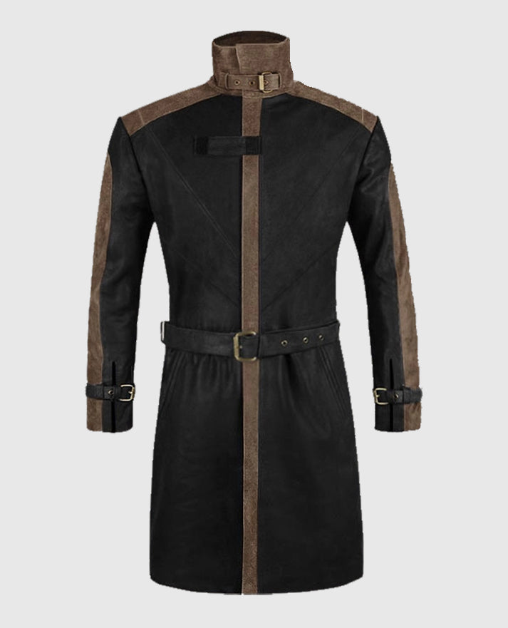 Aiden Pearce Watch Dog Black Leather Trench Coat